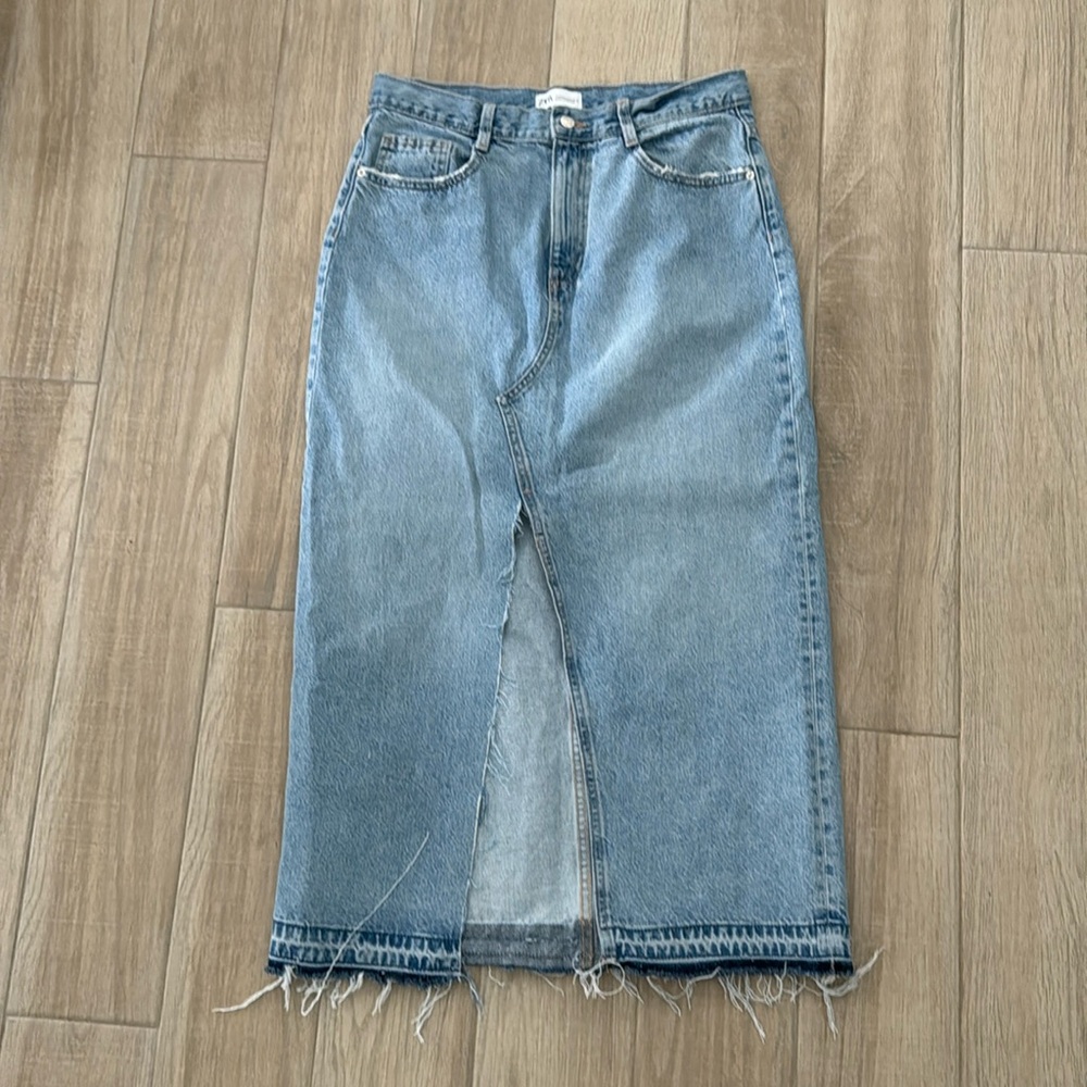 Zara TRF Long Denim Skirt Size M